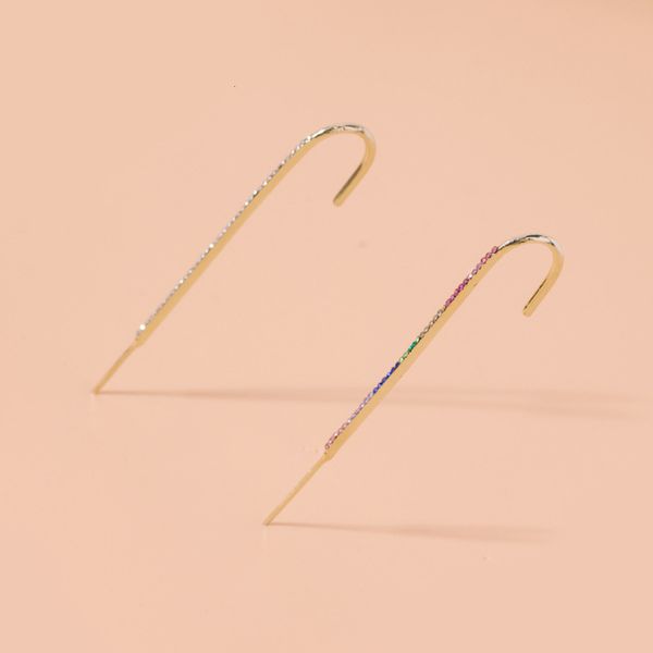 

long style bone needle ear clip sharp cone earrings popular accessories, Black