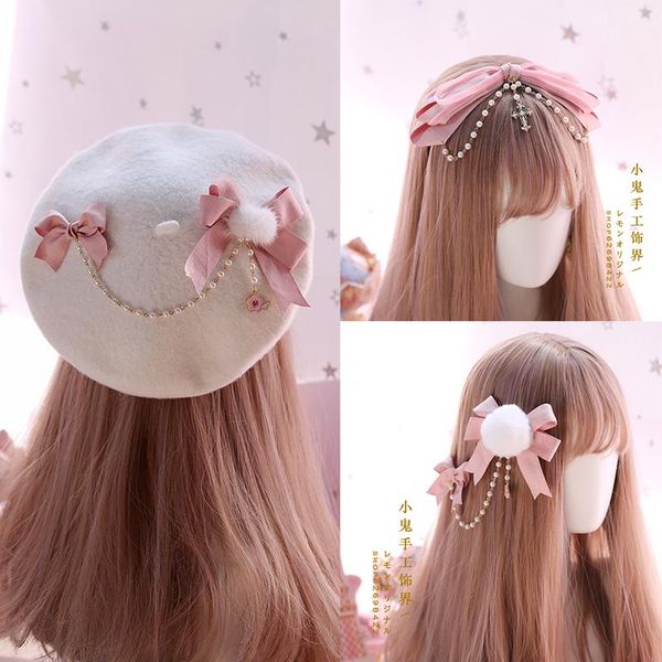 

other event & party supplies pink japanese hair accessories lolita hairpin side clip kc gorgeous bow beret soft sister