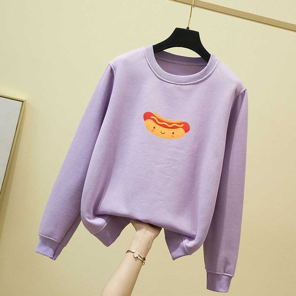

kawaii cartoon print hoodie sweatshirt women cotton harajuku cute hoodies oversized graphic hoodie womens pullover sweatshirts y0820, Black