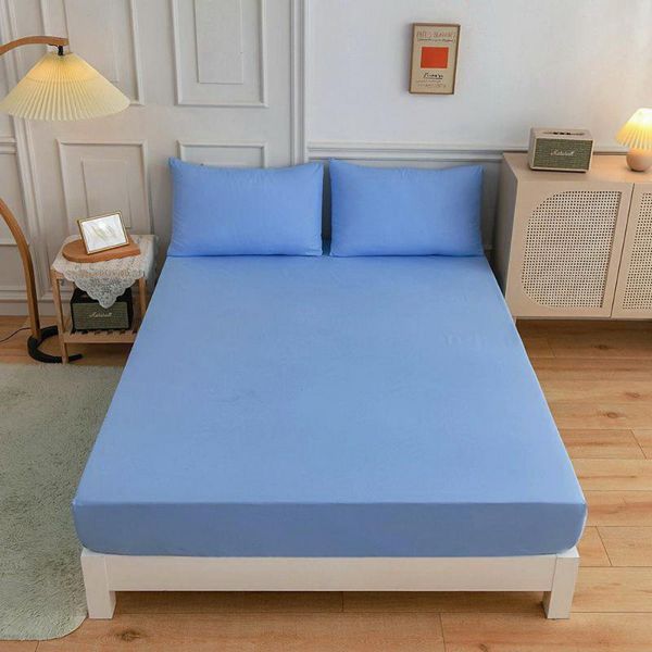 

sheets & sets polyester solid fitted sheet mattress cover four corners bed allaround elastic rubber anti-slip dustproof