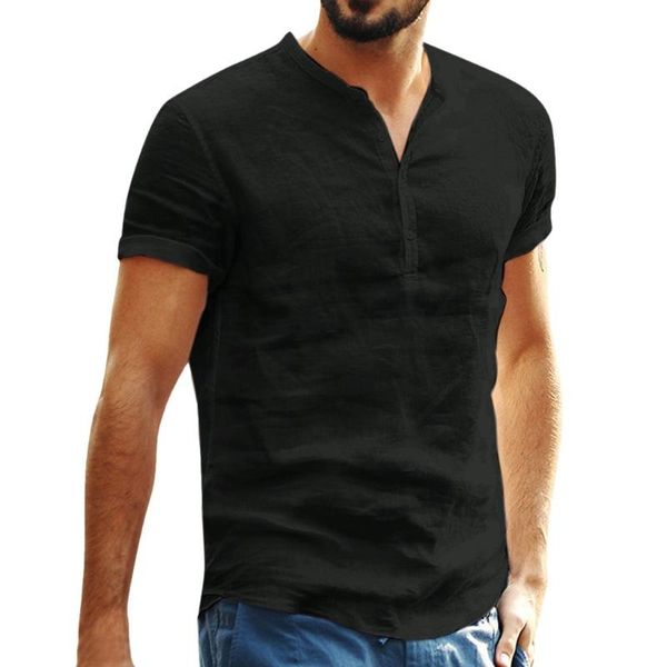

men's t-shirts t-shirt men cotton linen short sleeve retro t shirts blouse fashion soid color autumn summer beach male #85, White;black