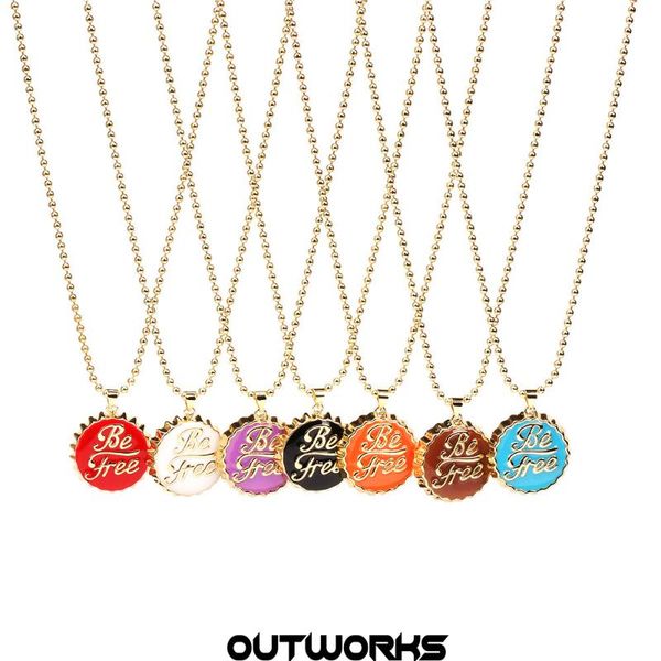 

chains ins personality copper drip oil creative fashion colorful cola cover gold bead chain necklace for women men girls jewelry, Silver