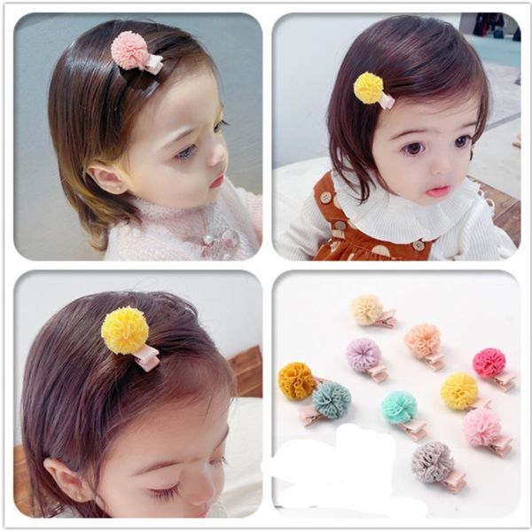 

children's hydrangea candy color small duckbill barrettes does not hurt hair lovely lace ball hairpin, Golden;silver