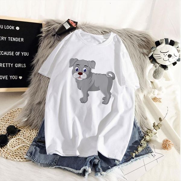 

kawaii dogs street fashion women t shirt cartoon dog harajuku graphic short sleeve ropa mujer, White