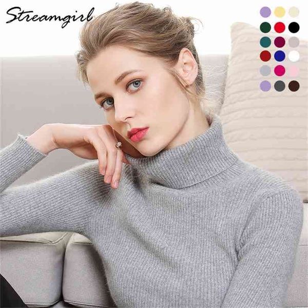 

turtleneck women cashmere sweater winter s ladies warm woman knitting pullovers female 210914, White;black