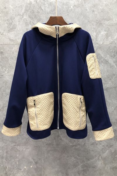

color contrast patchwork loose hooded sweaters womens clothing european goods autumn new minority all-match coat 9s, Black