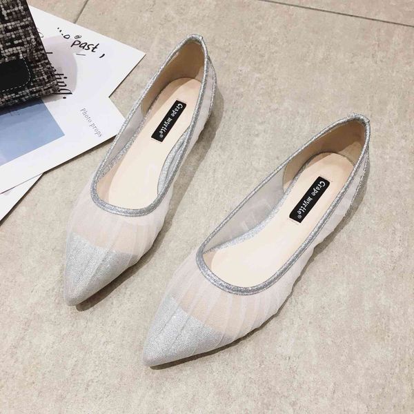 

sandals women's spring korean version of the flats joker tip mesh shoes, Black