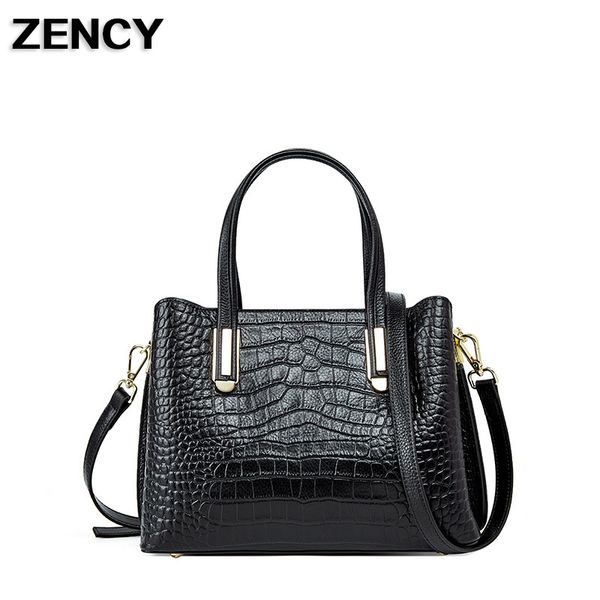 

women's genuine cow leather crocodile pattern handbag shoulder tote bag