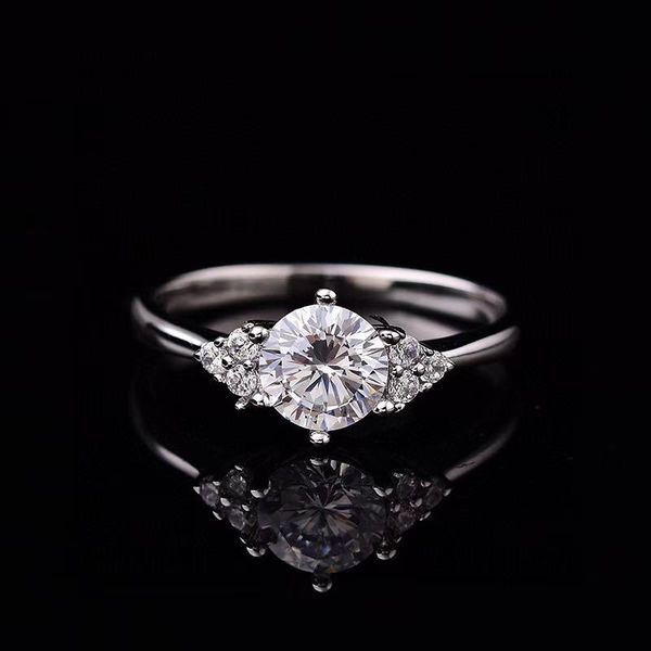 

cluster rings round s925 silver moissanite ring 1ct d vvs luxury weding for women, Golden;silver