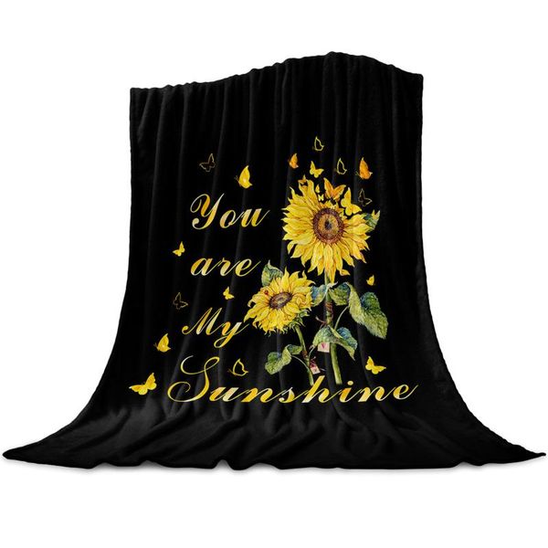 

blankets you are my sunshine sunflower butterfly black coral fleece flannel bedspreads for bed sofa nap wrap blanket