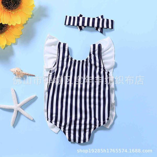 

floral swimsuit little print girl's striped, White;black