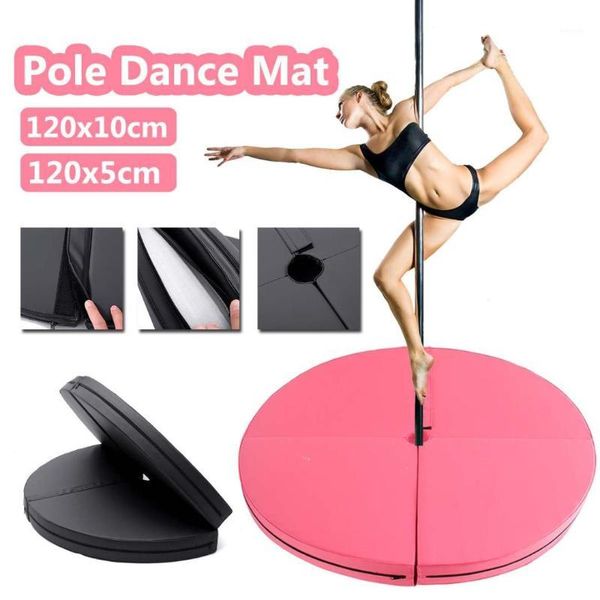 120x10cm PU Pole Dance Mat à prova de derrapagem Fitness Yoga Mats à prova d'água engrossado redondo exercício dobrável segurança Gym1