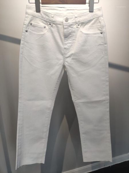 

women's jeans women pants white straight cropped cotton temperament commute hips, Blue