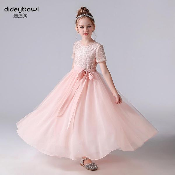

girl's dresses 2021 pink pageant flower birthday banquet lace stitching dress elegant girl evening party princess, Red;yellow