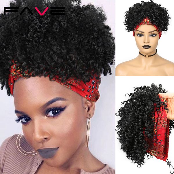 

headband wig afro kinky curly black turban ombre brown synthetic hair band heat resistant fiber for black white womenfactory direct