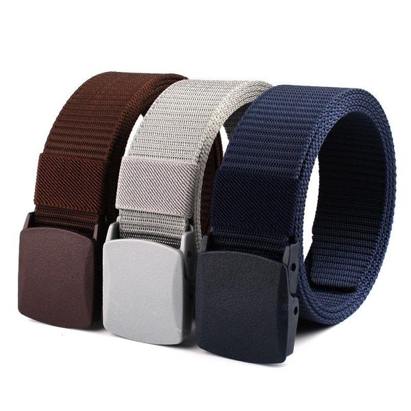 

belts plastic buckle canvas belt student military training security men's army outdoor hunting marine nylon male luxury, Black;brown