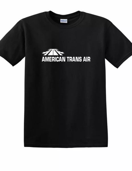 

american trans air ata retro logo tee us airline white black cotton t-shirt