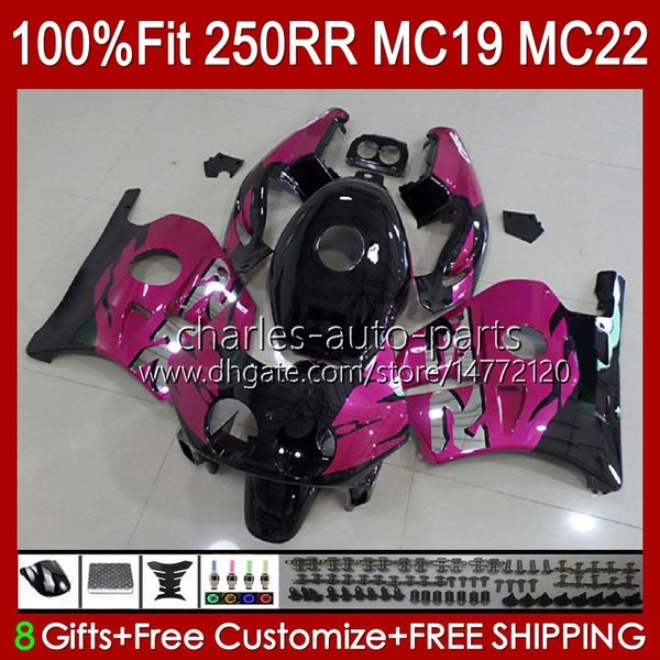 Bodismo de molde de injeção para Honda CBR 250RR 250 RR CC 250R CBR250RR 88 89 112HC.14 CBR 250cc MC19 88-89 CBR250 RR CC 1988 1989 OEM Kit de Feira Completo Rose Lustroso