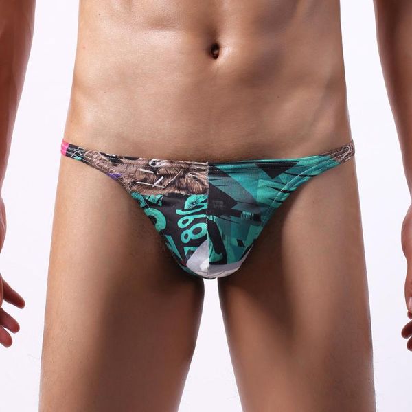 

underpants feitong fashion men's panties 2021 printed underwear t-back thin thong low-waisted soft briefs underpant cotton, Black;white