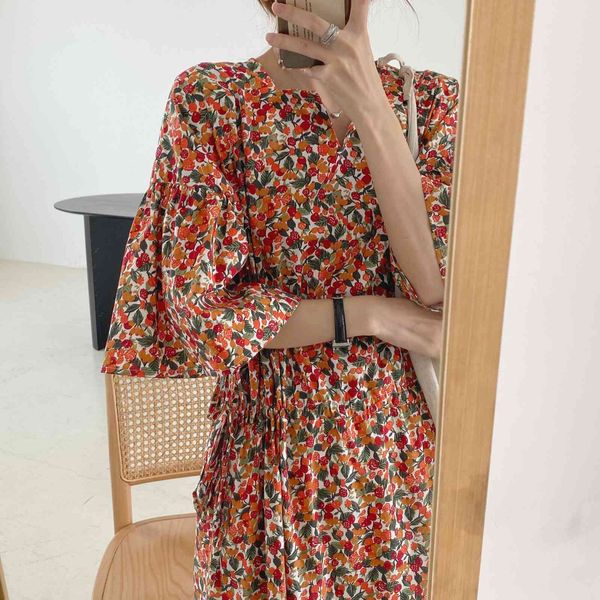 

dresses summer femme draw string streetwear floral printing fashion ol all match long es vestidos, Black;gray