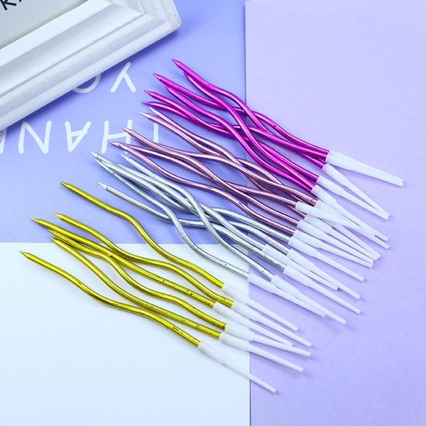 

birthday baking candle cake decoration party wave colorful curve long pole gold candles