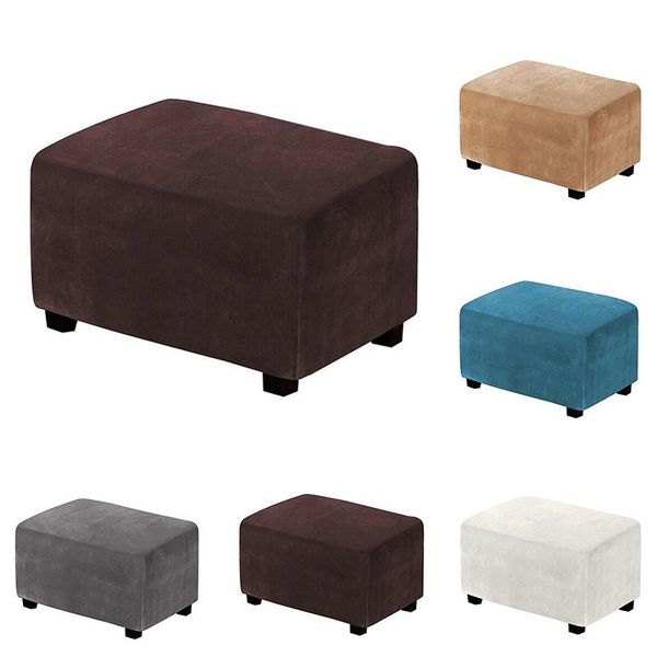 

chair covers velvet square footstool cover pouffe protector ottoman slipcover stretch dust elastic