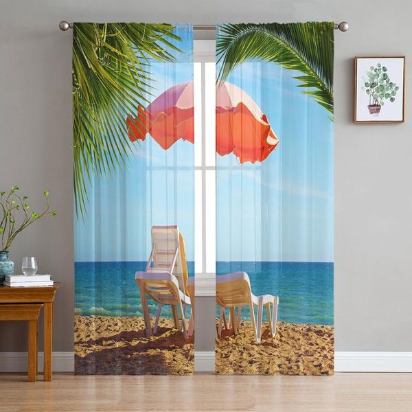 

curtain & drapes red parasol beach coconut trees umbrella sheer curtains for living room modern bedroom voile tulle window