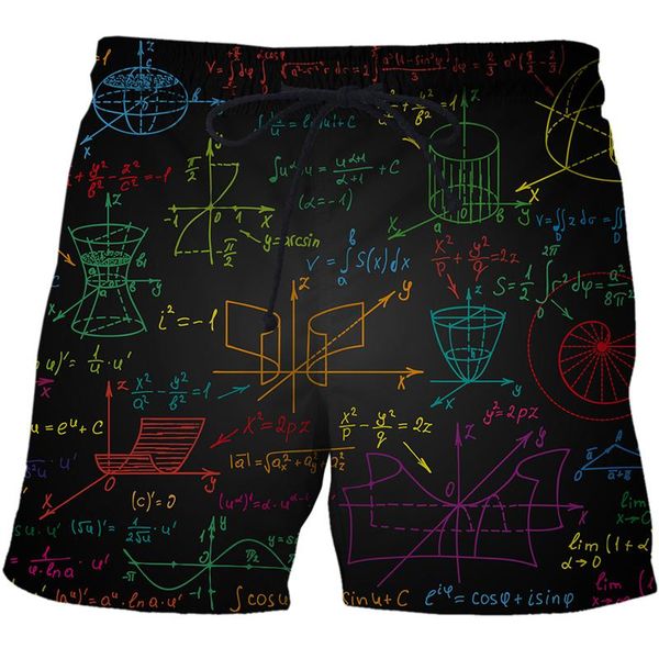 

men's shorts 3d mathematical formula printed men harajuku fashion male/female summer casual short drop custom pants, White;black