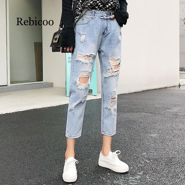 

women's jeans fashion dress retro metal buckle ring belt leather 2021 loose, Blue