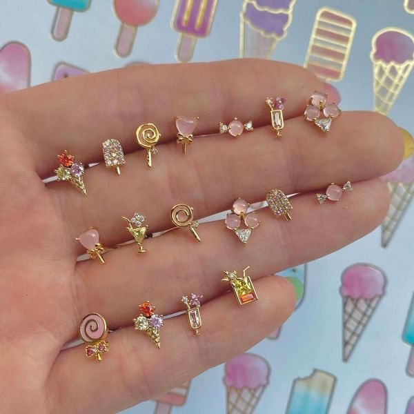

lollipop ice cream earrings in summer, Silver