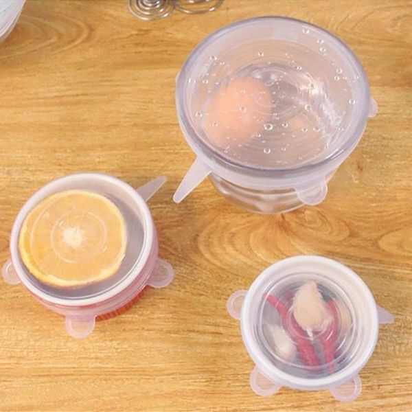 

kitchen storage & organization 6pcs silicone stretch lids keeping food fresh reusable expandable covers for sealing bowl eco-friendly