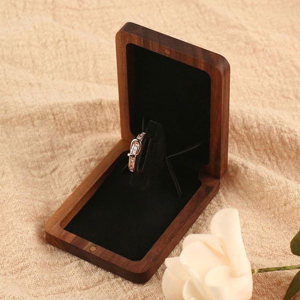 

jewelry pouches, bags rotating wooden ring box for proposal and wedding ceremony - bearer with concealed magnetic closure, Pink;blue