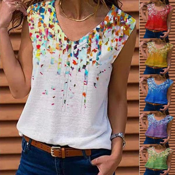 

summer style european and american women's floral vest sleeveless t-shirt, White