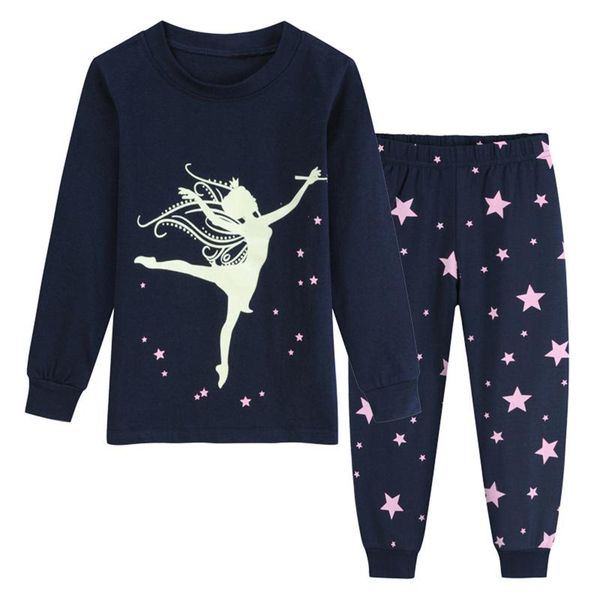 

pajamas 2pcs sleepwear sets for kids toddler baby girls cartoon t-shirt pants trousers set outfits nightwear, Blue;red