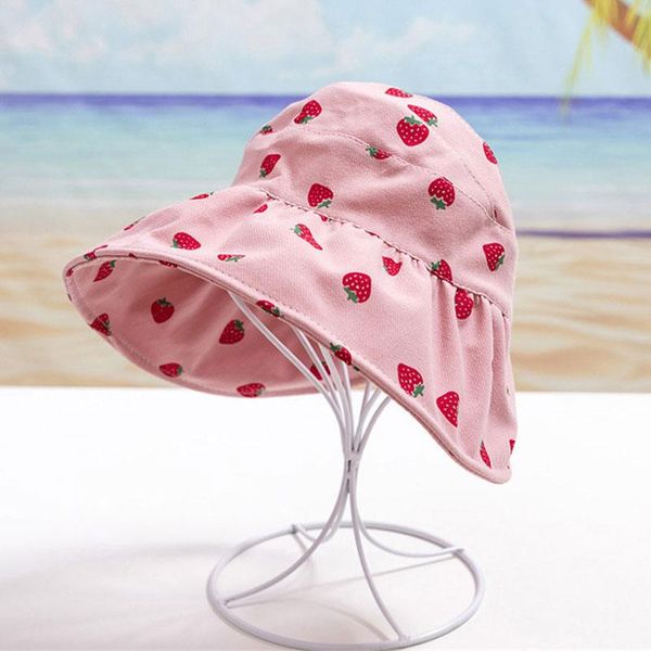 

child summer without sun hat adjustable kids outdoor protective fruits print 2021 girls visors cap foldable sunbonn 3-8t caps & hats, Yellow