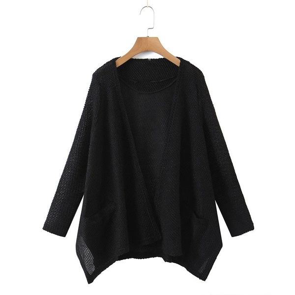 

women's knits & tees mesttraf women 2021 fashionsolid color loose and casualcardigan sweater vintage long sleeve pocket outerwear stree, White