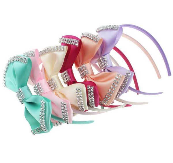 

hair band 5inch large bows with rhinestion headband for toddlers girls kids accessories 36pcs/, Slivery;white