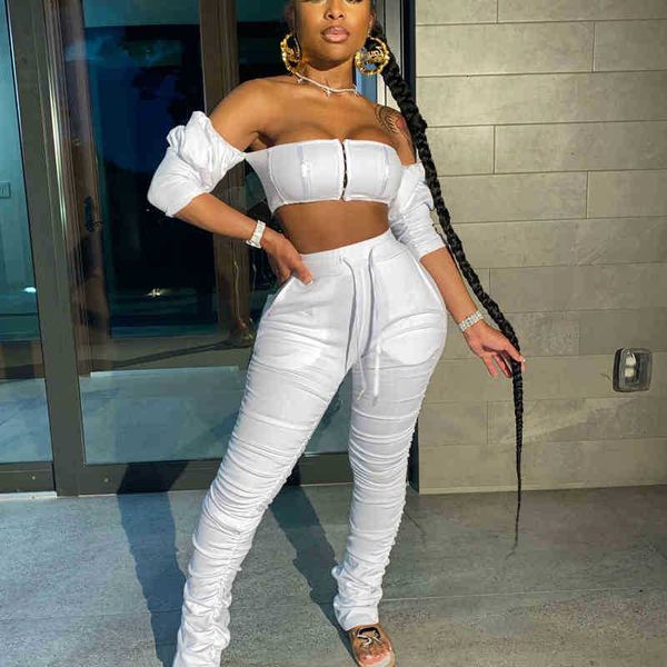 

women's two piece pants pants women short sleeve hollow out crop tracksuit fitness stacked leggings solid elastic hight set skinny o 2m, White