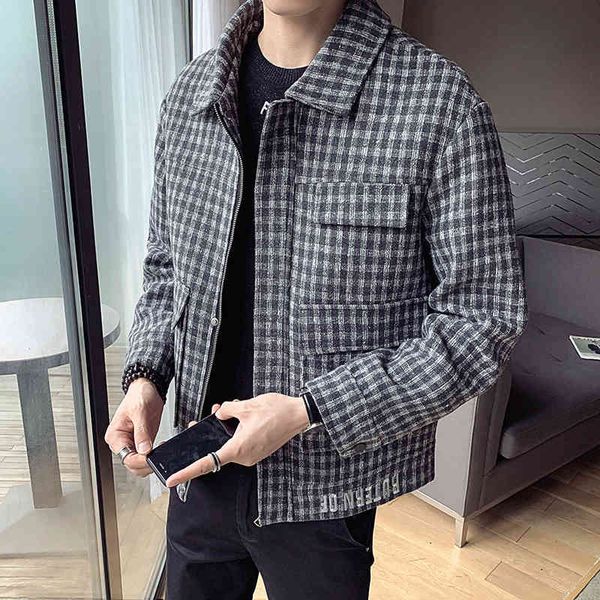 

men's jackets jackets of legitimate winter wool, men's casual short wool , plaid dzkt, Black;brown