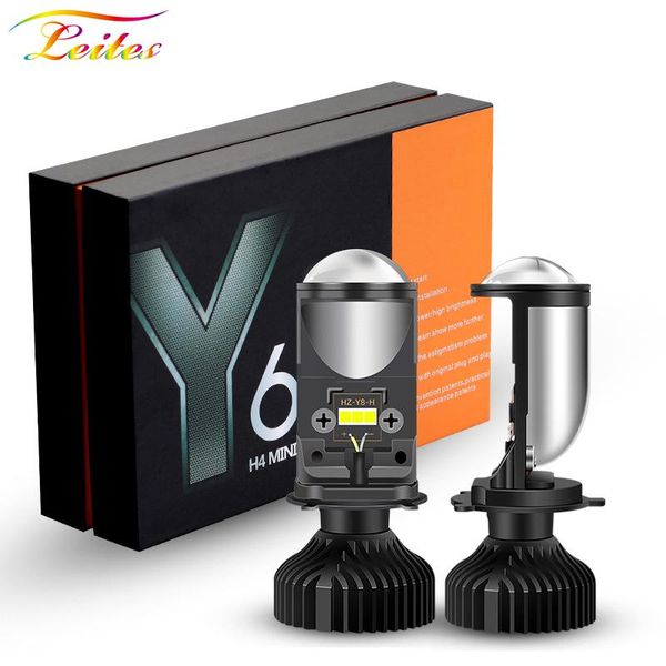 

car headlights 2pcs canbus lamp h4 led mini projector lens automobles bulb 20000lm conversion kit hi/lo beam headlight 12v right hand drive