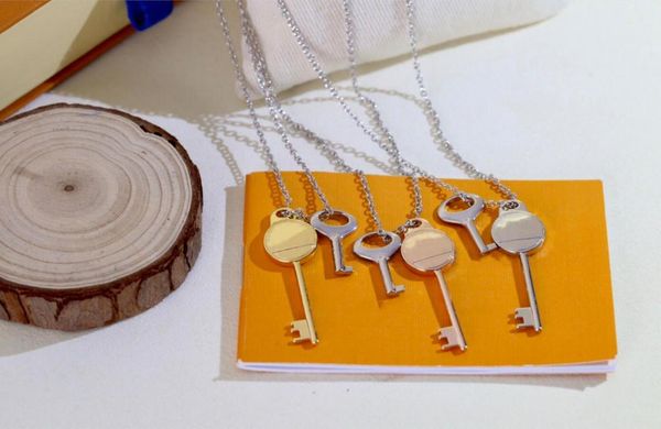 

pendant necklaces fashion jewelry man women key titanium steel plated gold with letter, Silver