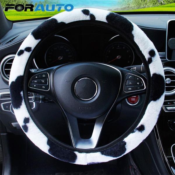 

steering wheel covers car accessories cow stria cover warm super thick soft plush 37-38cm anti-slip protector decoration