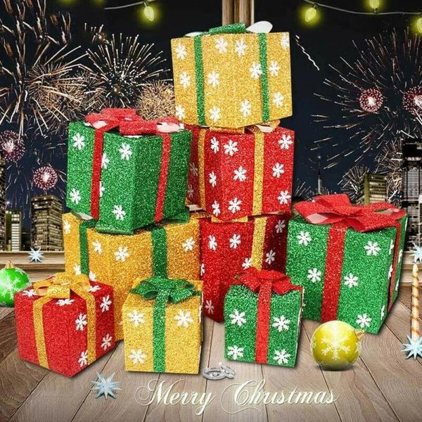 

gift wrap 4 sizes christmas pvc box store super scene snowflake package year children's bag party decorations