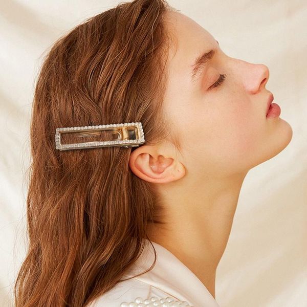 

hair clips & barrettes korean fashion colorful rhinestone crystal pearl cute hairpins clip for girl women's accessories, Golden;silver