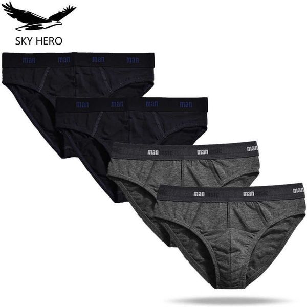 4 pz/lotto Slip Uomo Biancheria Intima di Cotone Calzoncillos Hombre Slip Shorty Homme Sexy Pouch Uomo Mutande Maschili Sospensorio Slip 210707