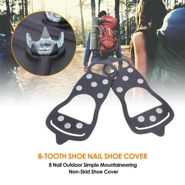 

cords, slings and webbing durable crampons climbing anti slip shoes cover steel nails not easy to fall off 8 teeth snow shoe spiked grips cl