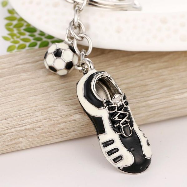 

keychains 2021 tinykenro fashion rhinestone cute and handsome black white painted football shoes bag wallet keychain, Silver