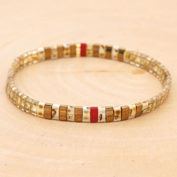 

beaded, strands tila beads woven rainbow stripes beaded small bracelet women multi-layered wear ladies adjustable trendy bracelets, Black