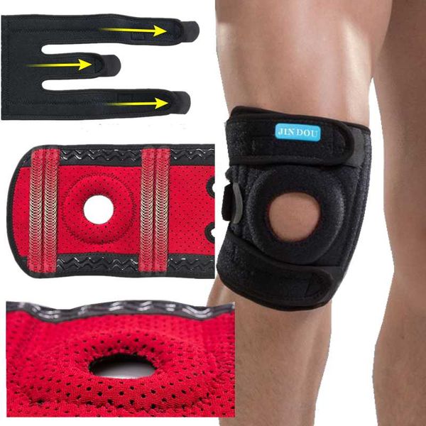 

back support eva knee patella protector brace silicone spring pad basketball running compression sleeve sports kneepads, Black;blue