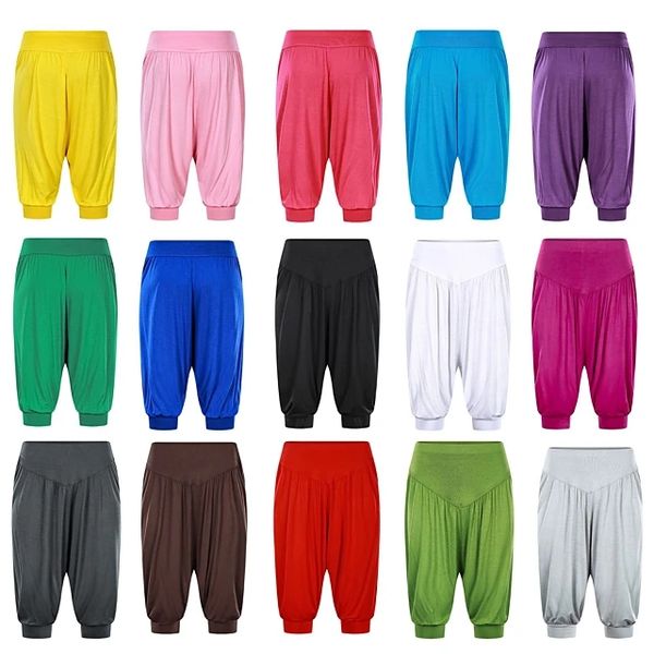 

yoga outfit women's high waist pants harem bloomers pant quick dry white black purple modal fitness gym workout plus size sports